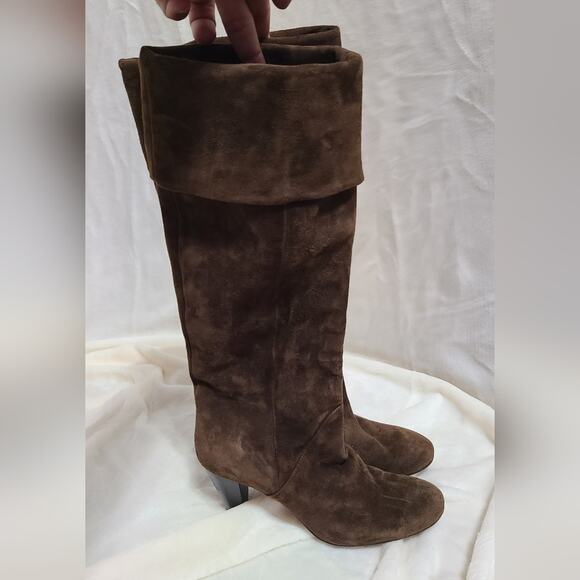 San Frediano Tall Brown Suede Heeled Boots Size 36.5 - Picture 3 of 4